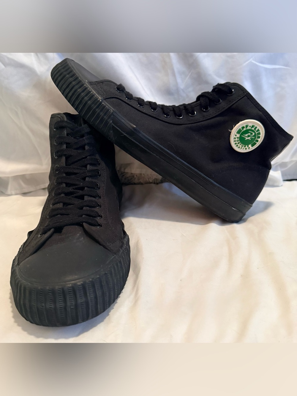PF Flyers Size 14 Black High Top Sneakers Posture Foundation Canvas Shoes Men